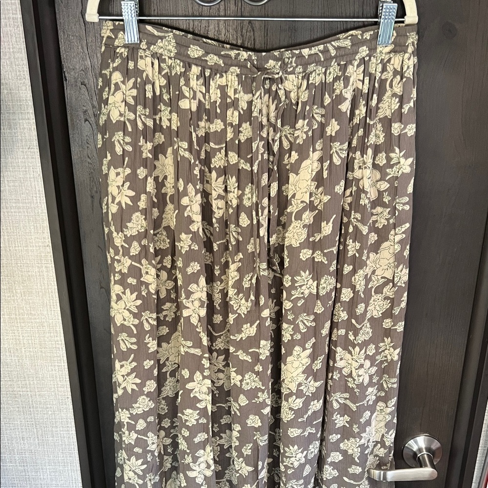Orvis Brown and Cream Floral Maxi Skirt